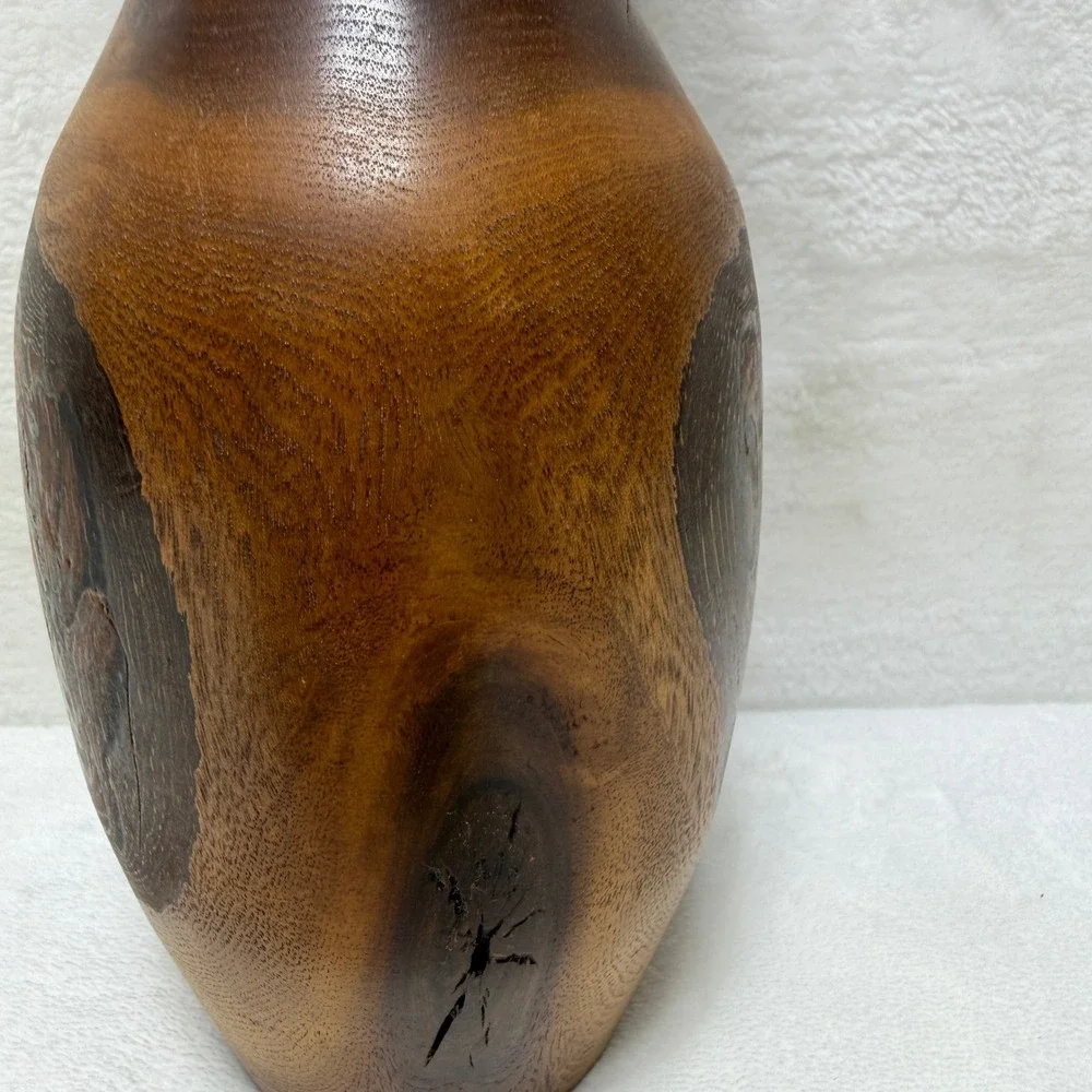 Handcrafted Russian Olive Wood Natual Burl Pattern Vase Rustic Farmhouse Decor